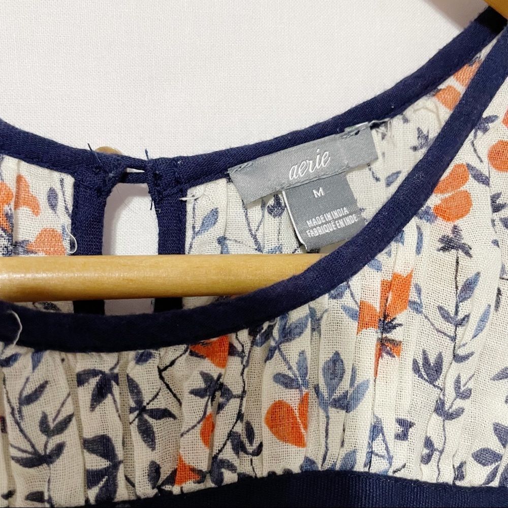 M Aerie Floral Swing Shoulder Tie Sleeveless Semisheer Blouse - Picture 8 of 8
